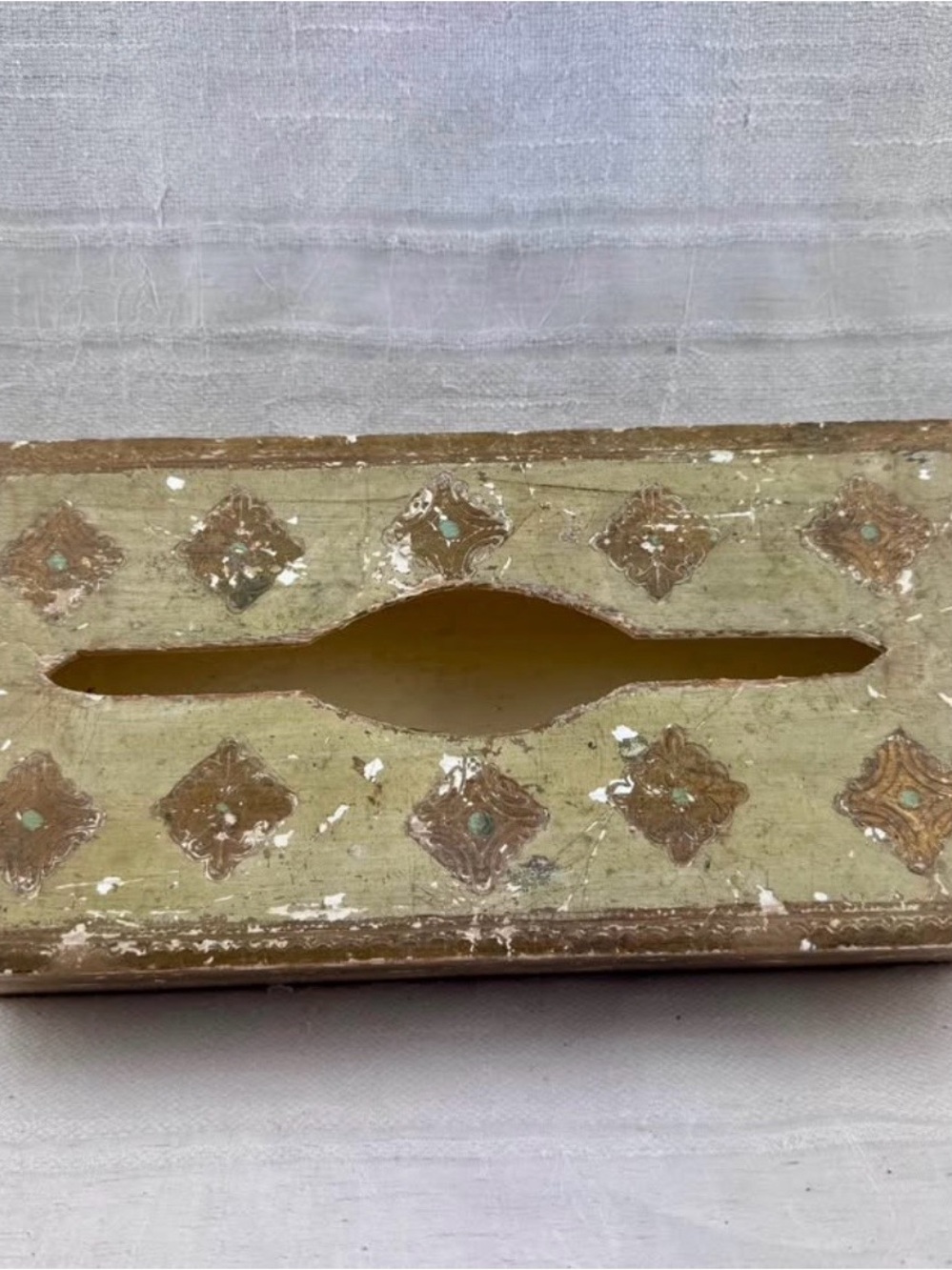 Vintage Florentine Hollywood Regency MCM Distressed Tissue Box